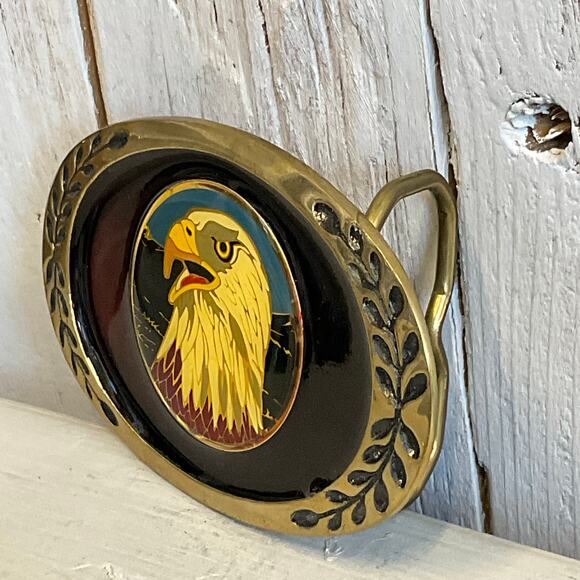 Vintage Heritage Buckles Bald Eagle Head Belt Buckle Brass Patriotic USA - Picture 5 of 8